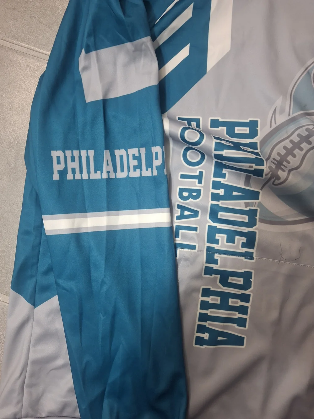 Philadelphia Eagles Football Hoodie With Pockets - Light Blue/White